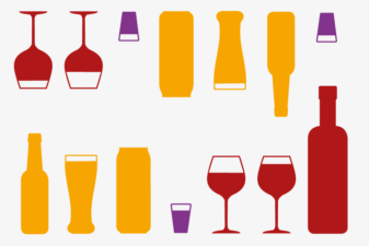 Illustration av flaskor och glas