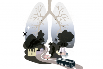 Illustration förorenad stadsmiljö