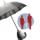 Illustration som visar hur ett paraply hålls över föräldrar och barn som skydd
