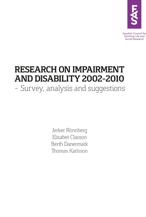 Research on impairment and disability 2002–2010 – Survey, analysis and suggestions