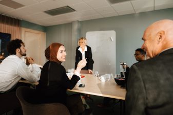 Colleagues at meeting table