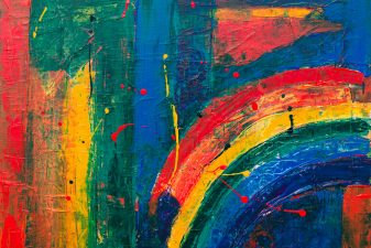 Abstract painting with rainbow colours