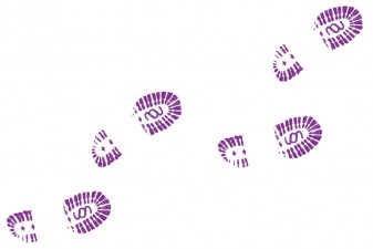 En illustration av lila fotsteg